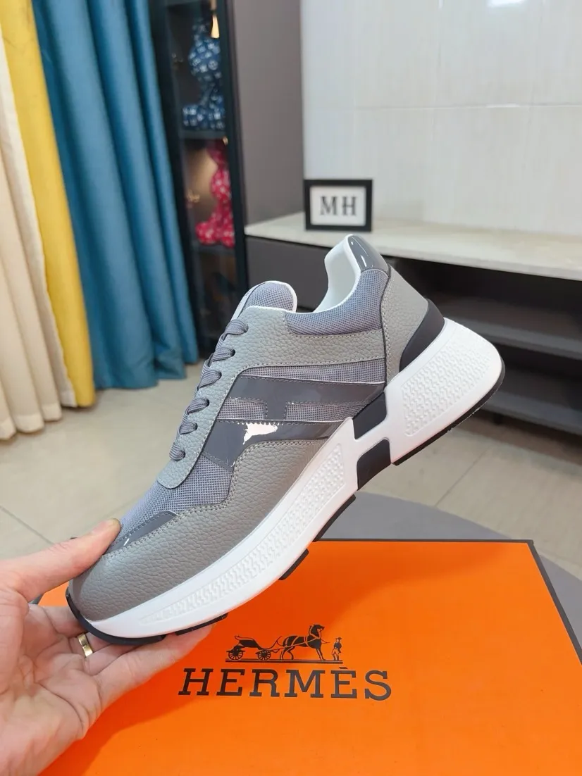 Men's shoes💰580🌸🌸【HERMES】Hermès high-end quality original shoe upper: 🔝tumbled calfskin, suede calfskin, shoe body sewn H totem, outsole: ultra-light TPU foam·rubber; two-color molded outsole, ultra-high quality control·fine workmanship: highlighting (high-end·luxury·grade) 38-44 (45 can be customized)